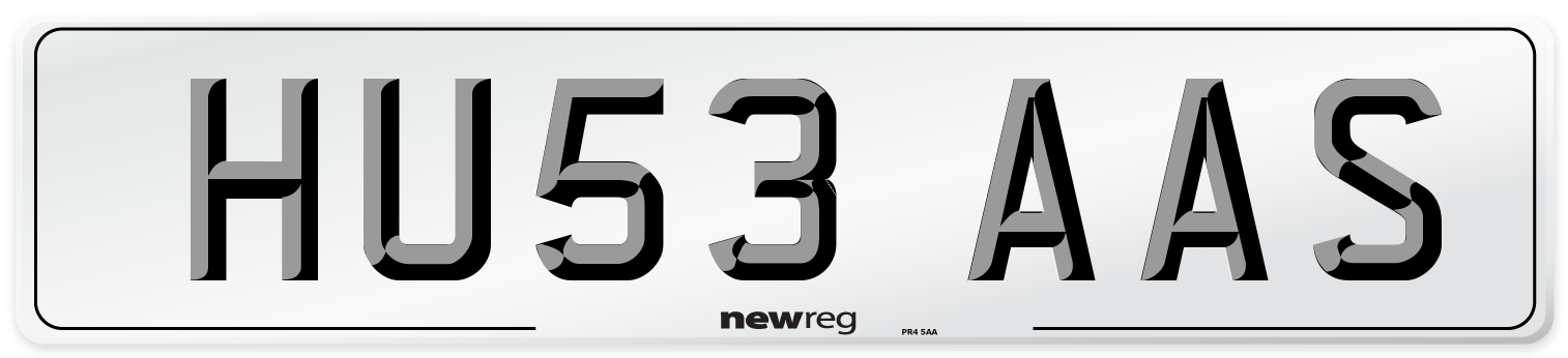 HU53 AAS Number Plate from New Reg